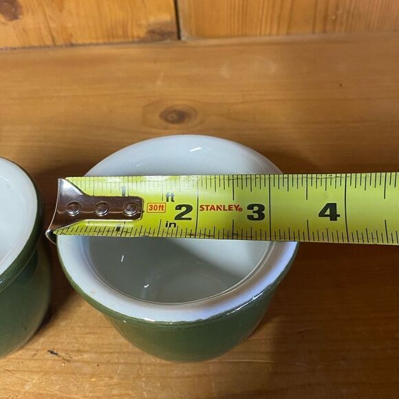 Vintage HALL Ramekin Set of 4 -1 -351 1/2 - 3- 352 Green Custard Dishes Cups USA - Picture 8 of 16